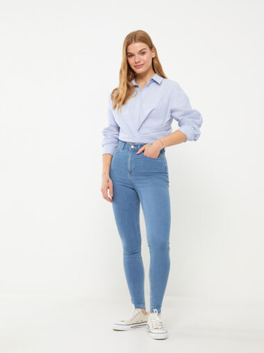 جین  زنانه اسلیم فیت  LCW Jeans S3EN96Z8 - 311 ال سی وایکیکی