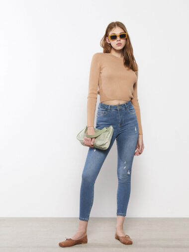 جین  زنانه سوپر اسکینی(جذب)  LCW Jeans S22862Z8 - 507 ال سی وایکیکی