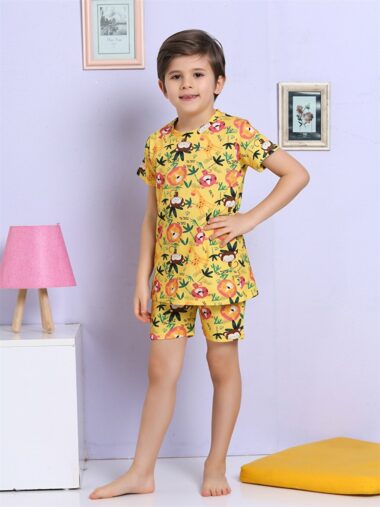 ست پیژامه با شلوارک آستین کوتاه پسرانه رگولار یقه گرد Elmas Kids S4NV64Z4 ال سی وایکیکی