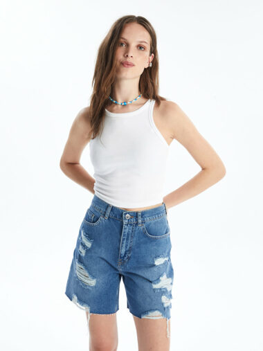 شورت جین  زنانه رگولار  LCW Jeans S4KT27Z8 ال سی وایکیکی