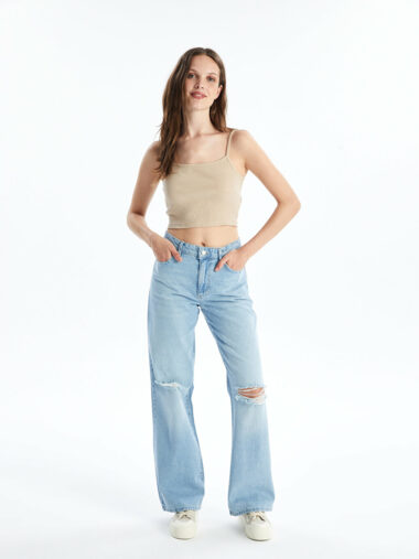 جین  زنانه پاچه گشاد  LCW Jeans S4L774Z8 ال سی وایکیکی