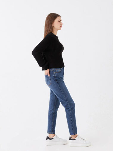 جین  زنانه مام اسلیم فیت  LCW Jeans W38841Z8 ال سی وایکیکی