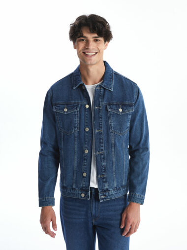 کت جین آستین بلند مردانه رگولار یقه پیراهن LCW Jeans W42765Z8 ال سی وایکیکی