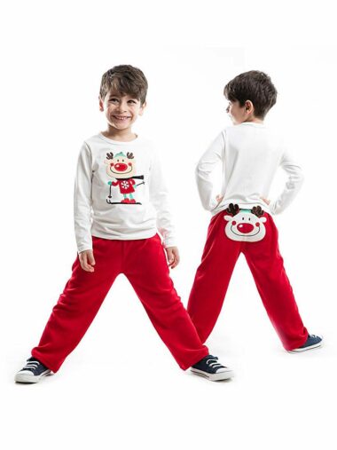 آستین بلند پسرانه  یقه گرد Denokids CFF-21K1-065 ال سی وایکیکی